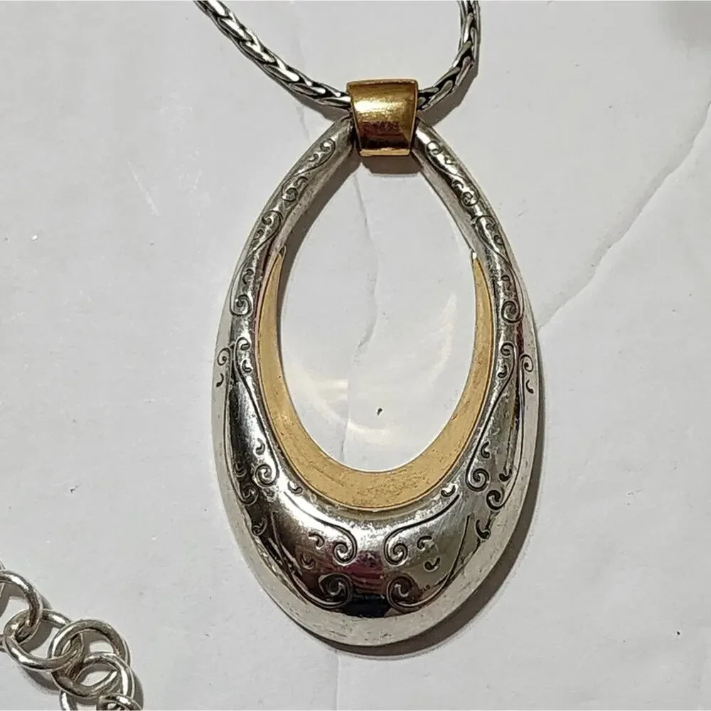 Brighton VENEZIA PENDANT‎ mixed metals etched and scrolled NECKLACE